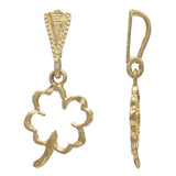 14k Yellow Gold Outlined Flower Lucky Four Leaf Clover Charm Pendant 0.6 gram - Yellow
