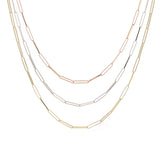 Italian 14k Tri-Color Gold Multiple Layer Paper Clip Link Chain Necklace 18" 11.5 grams