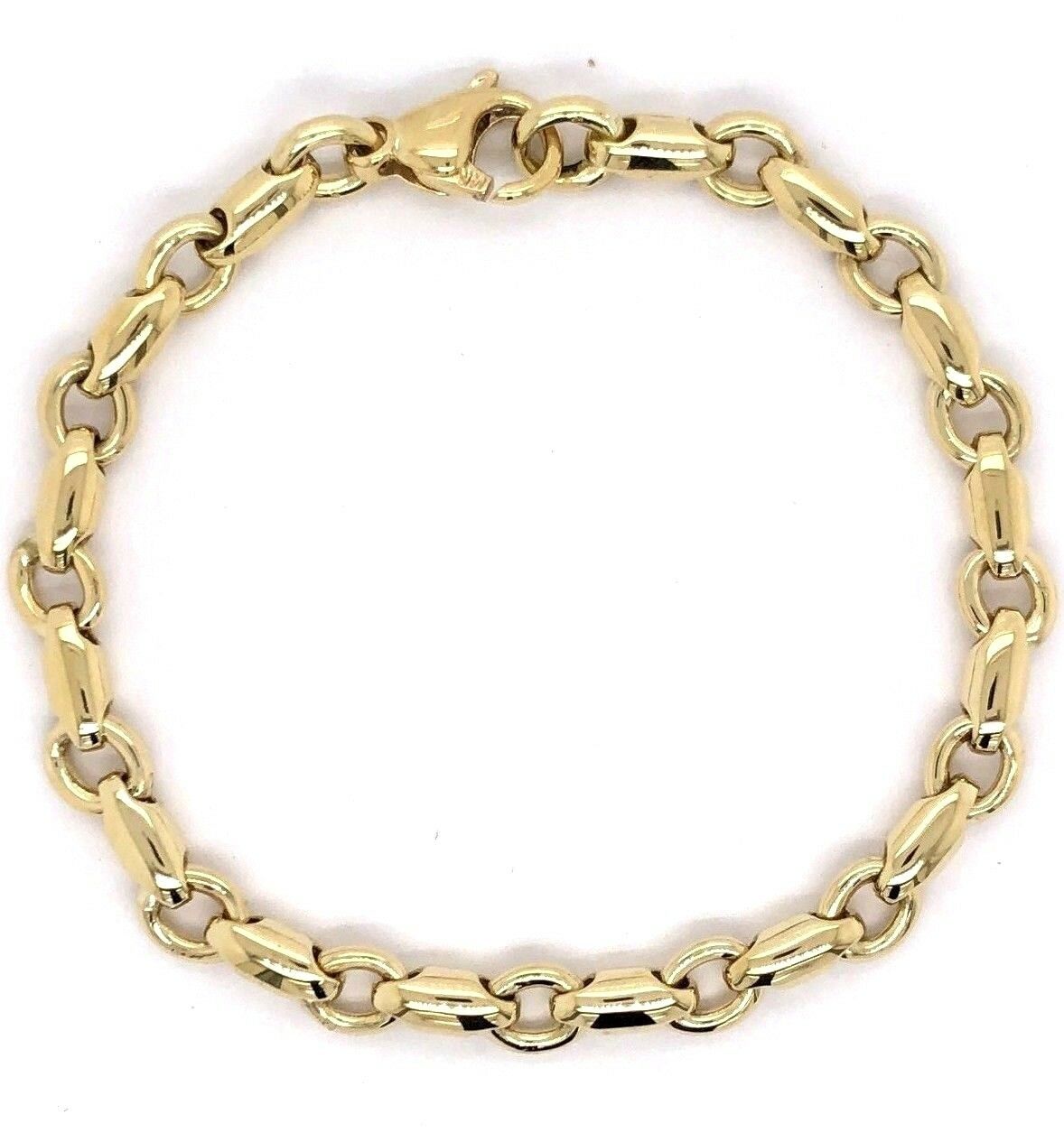 14k Yellow Gold Solid Handmade Fashion Link Bracelet 7" 6.3mm 15.8 grams - 7" 15.8 grams