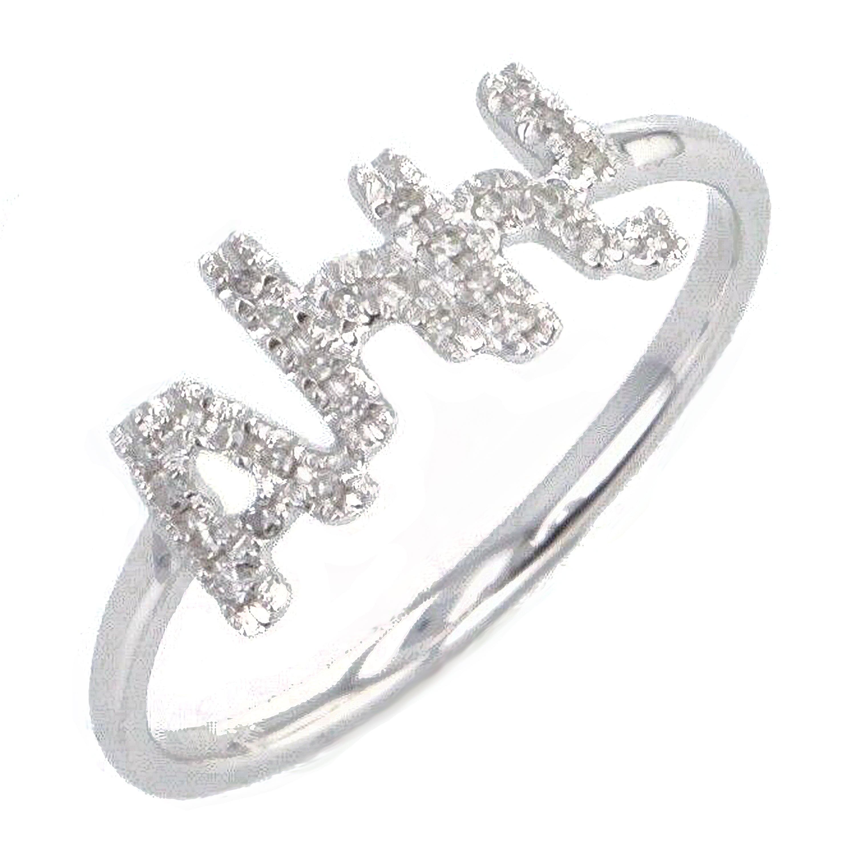 14k White Gold Diamond "Ahh!" Ring Size 7 - White