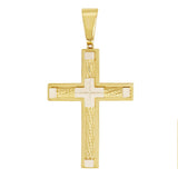 Italian 14k Two Tone Gold 3D Crucifix Cross Charm Pendant 2" 5.7 grams