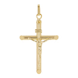 Italian 14k Yellow Gold Hollow INRI Crucifix Cross Charm Pendant 1.8 grams