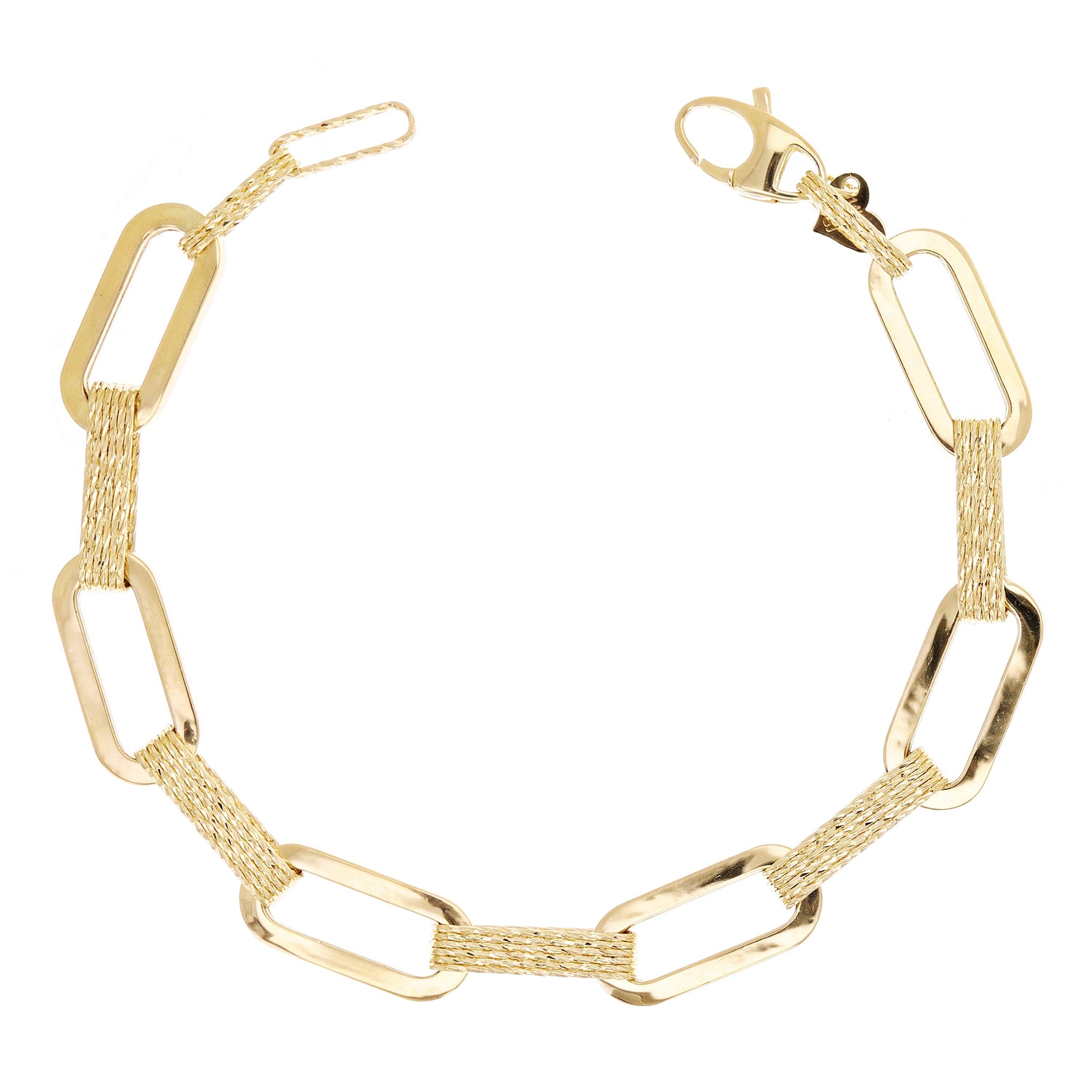 Italian 14k Yellow Gold Paper Clip Link Necklace, Bracelet & Earrings Set 27.2 grams