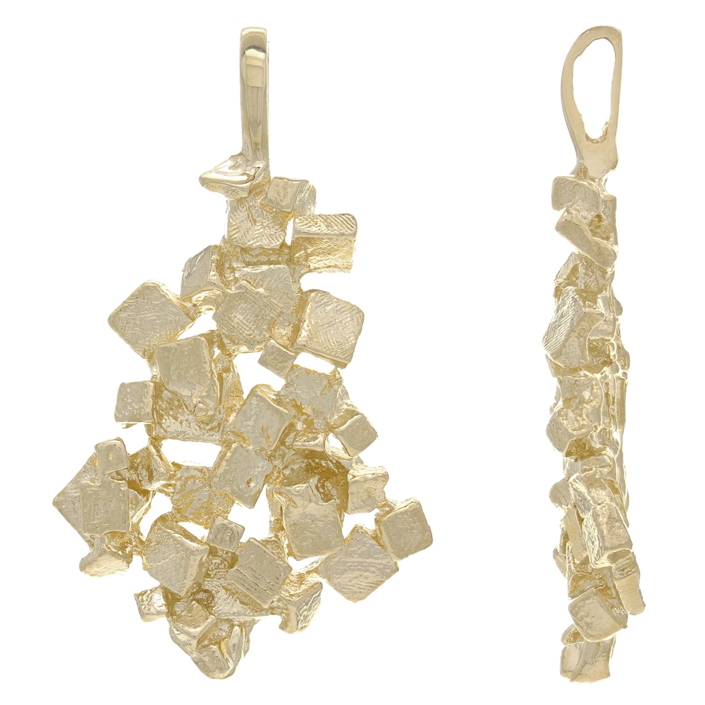 14k Yellow Gold Heavy Chunky Free Form Nugget Pendant - Yellow