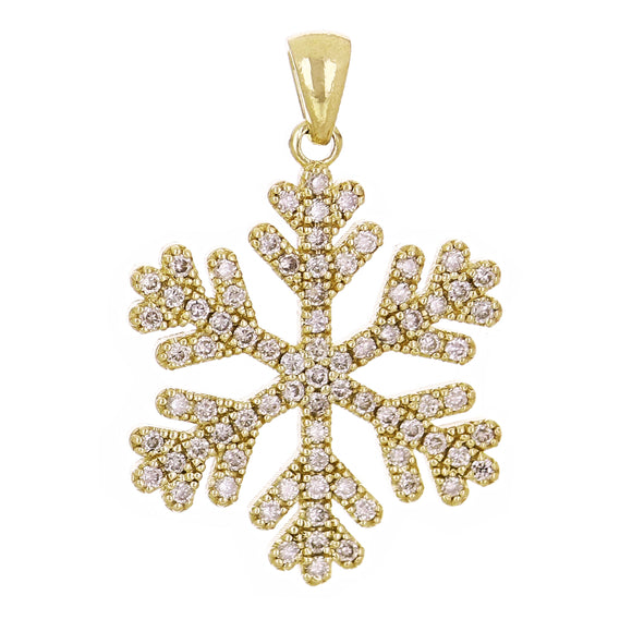 14k Yellow or White Gold 0.50ctw Diamond Snowflake Pendant