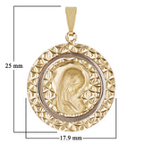 Italian 14k Yellow & White Gold Round 3D Girl Praying Charm Pendant 1" 1.6 grams - Small