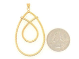 14k Yellow Gold Big Twisted Tear Drop Pear Shape Pendant 2.25" 1.7 grams