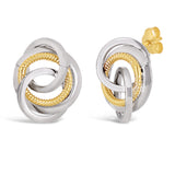 Italian 14k Yellow & White Gold Rope Multiple Eternity Love Knot Stud Earrings - Multiple Eternity Love Knot