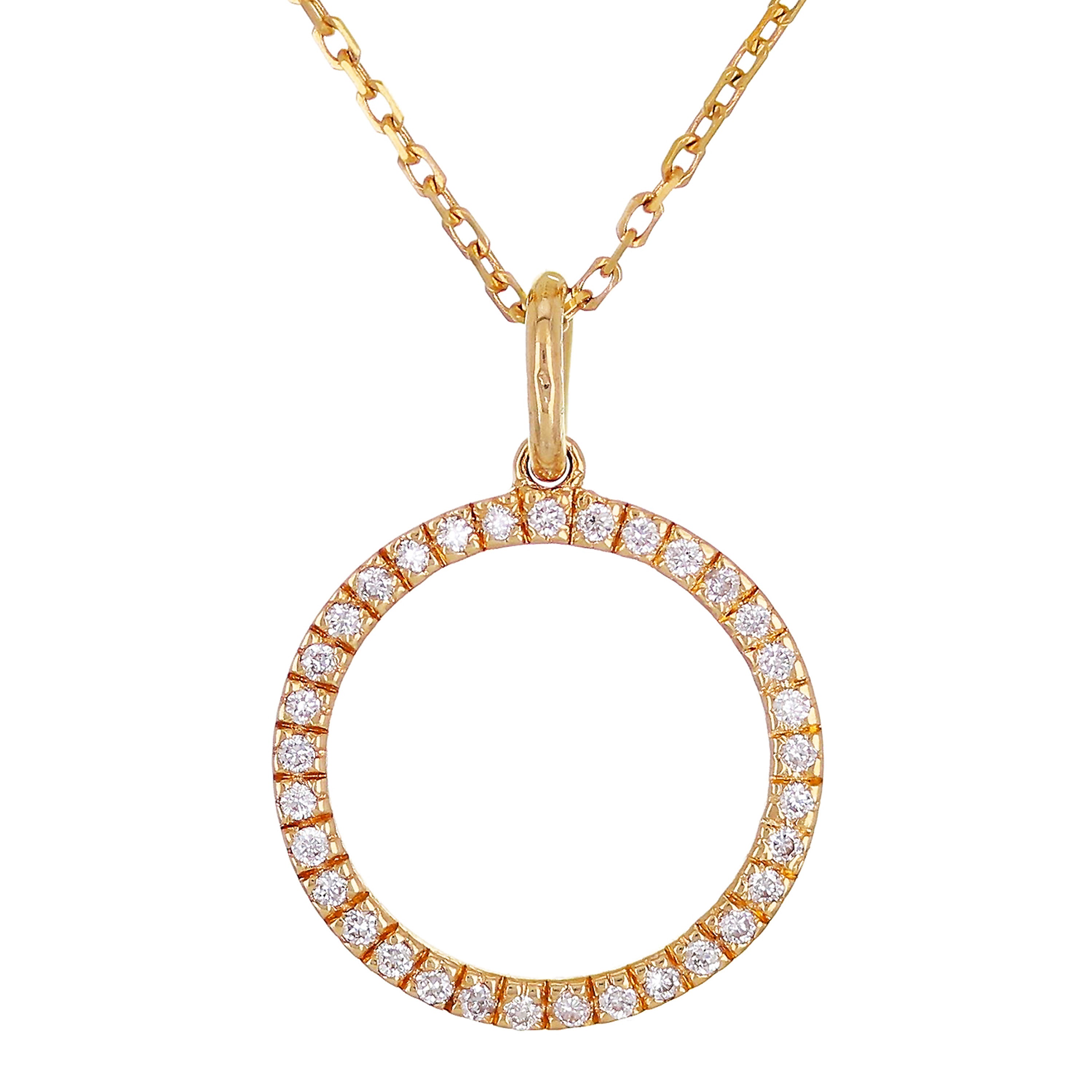 14k Rose Gold Diamond Eternity Pendant Necklace 18" - Rose