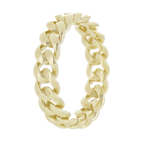14k Yellow Gold Miami Cuban Ring Curb Link Band 5mm Size 6 - 4 grams - 6