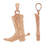 14k Rose Gold Western Cowgirl Boots Cowboy Boots Charm Pendant 3.3 grams - Rose