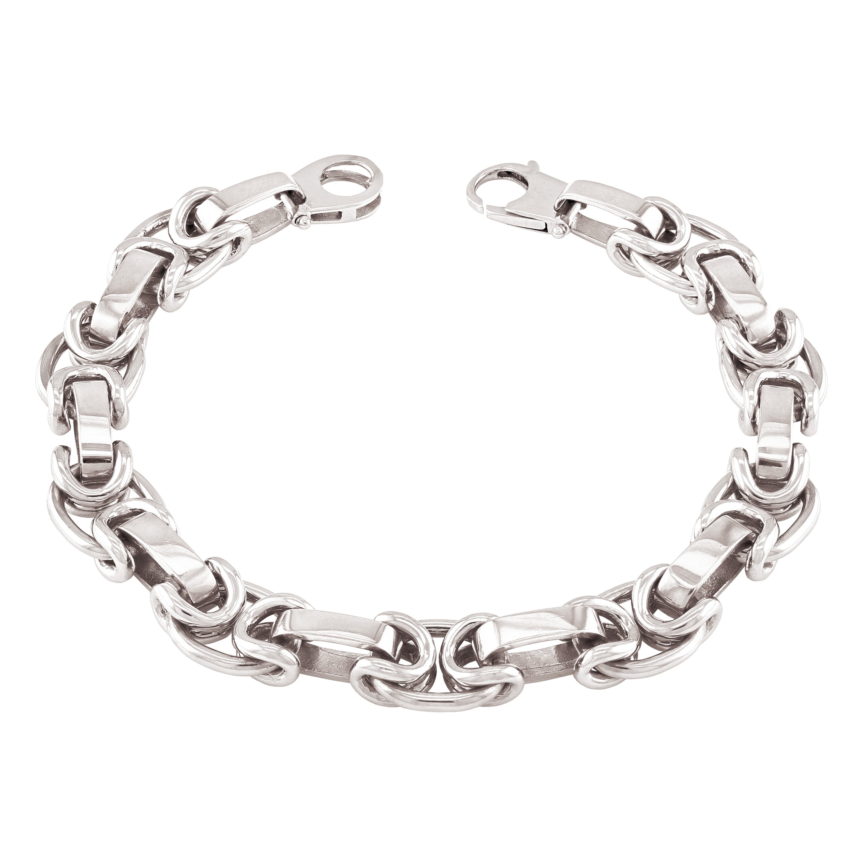 10k White Gold Solid Handmade Fashion Link Bracelet 7" 10.5mm 30.7 grams - White,7"