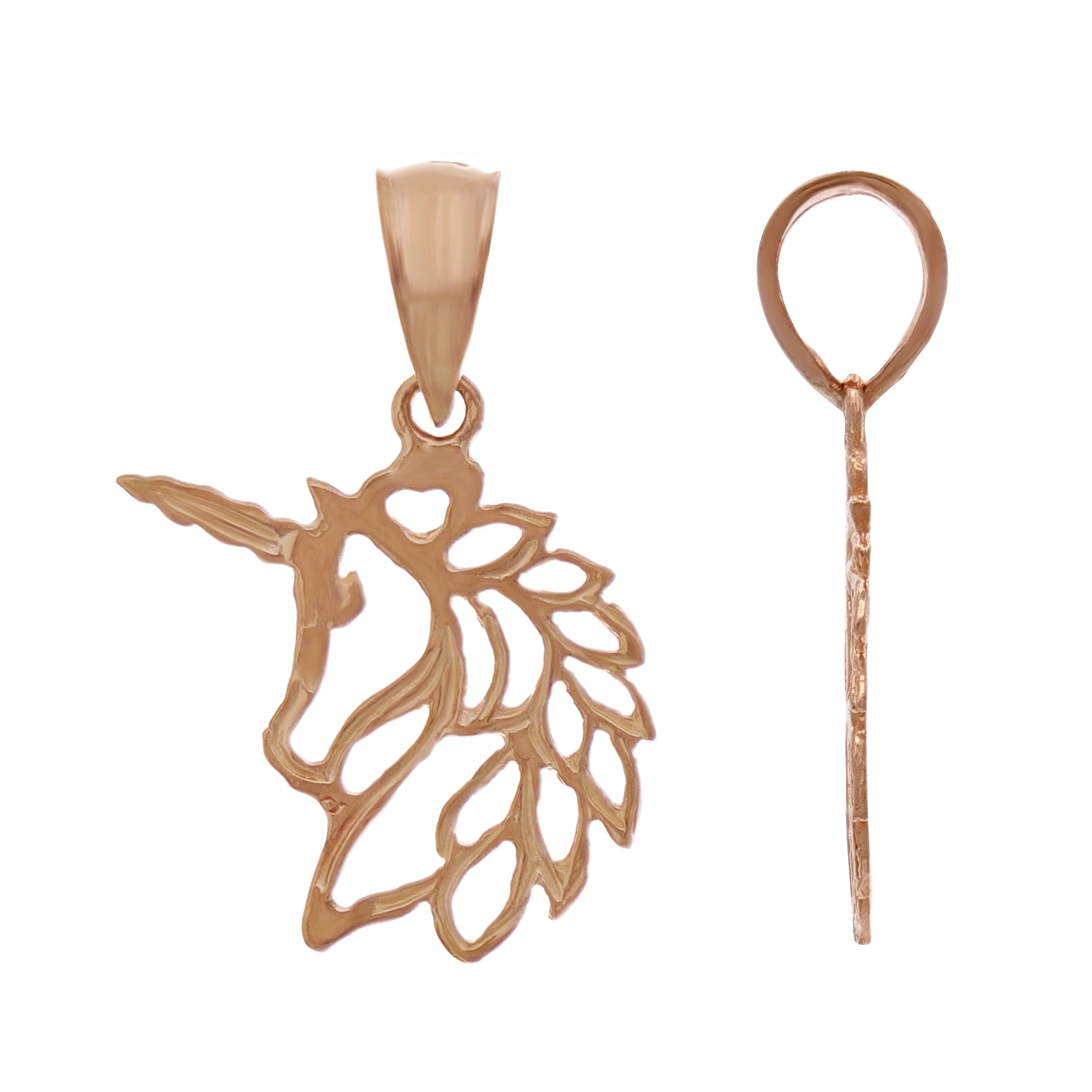 14k Rose Gold Solid Mystical Creature Unicorn Charm Pendant 0.6 gram - Rose
