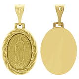Italian 14k Yellow Gold Our Lady of Guadalupe Medal Charm Pendant 1.2" 3.5 grams