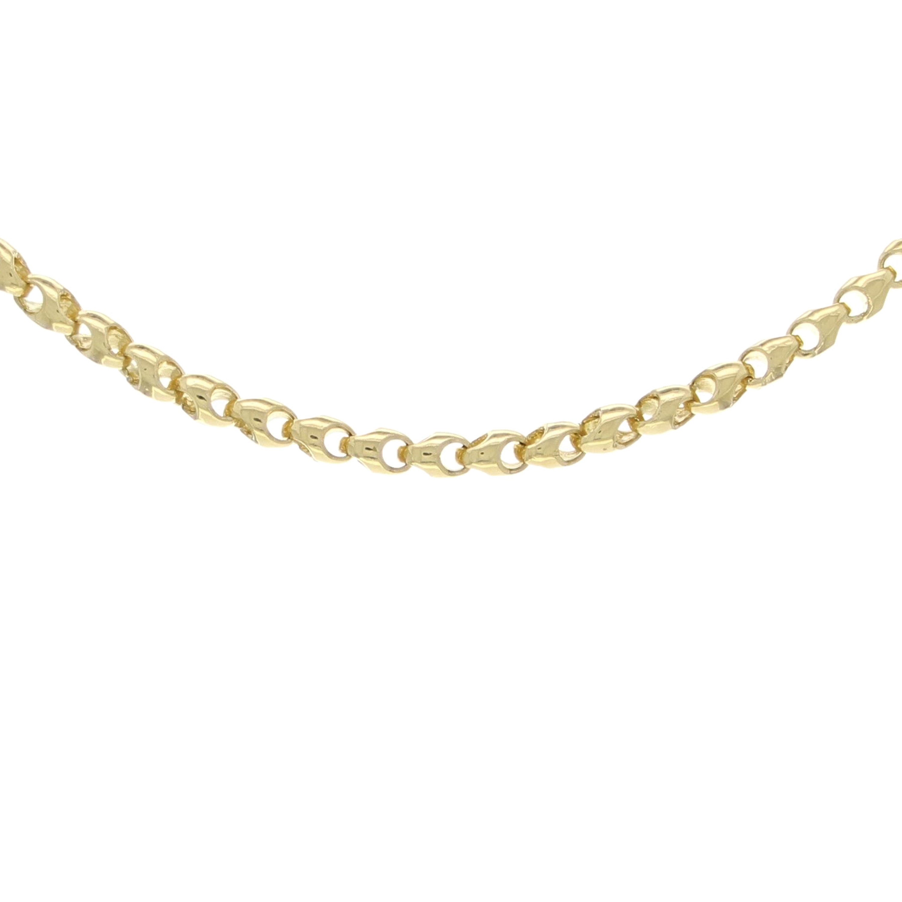 14k Yellow Gold Solid Handmade Fashion Link Necklace 20" - 28" 4.4mm