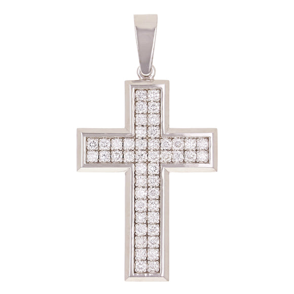 14k White Gold 1.15ctw Diamond Cross Pendant 1.8