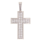 14k White Gold 1.15ctw Diamond Cross Pendant 1.8" 8.5 grams