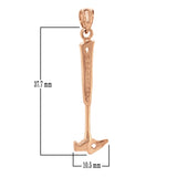 14k Rose Gold Rock Hammer Chisel Charm Pendant 1.6" 2.6 grams - Rose