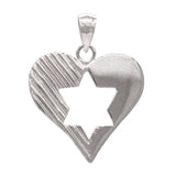 14k White Gold Jewish Star of David Heart Charm Pendant 2.5grams - White