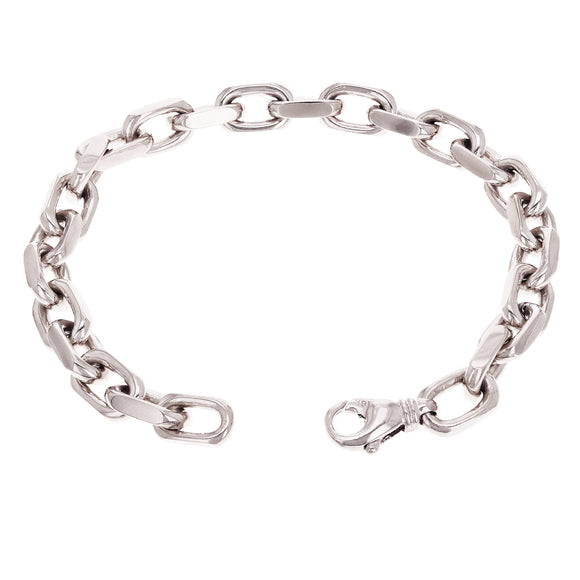 14k White Gold Solid Handmade Heavy Anchor Chain Bracelet 7