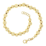 Italian 14k Yellow Gold Diamond Cut Ball Bead Link Bracelet 7.5" 6mm 6 grams