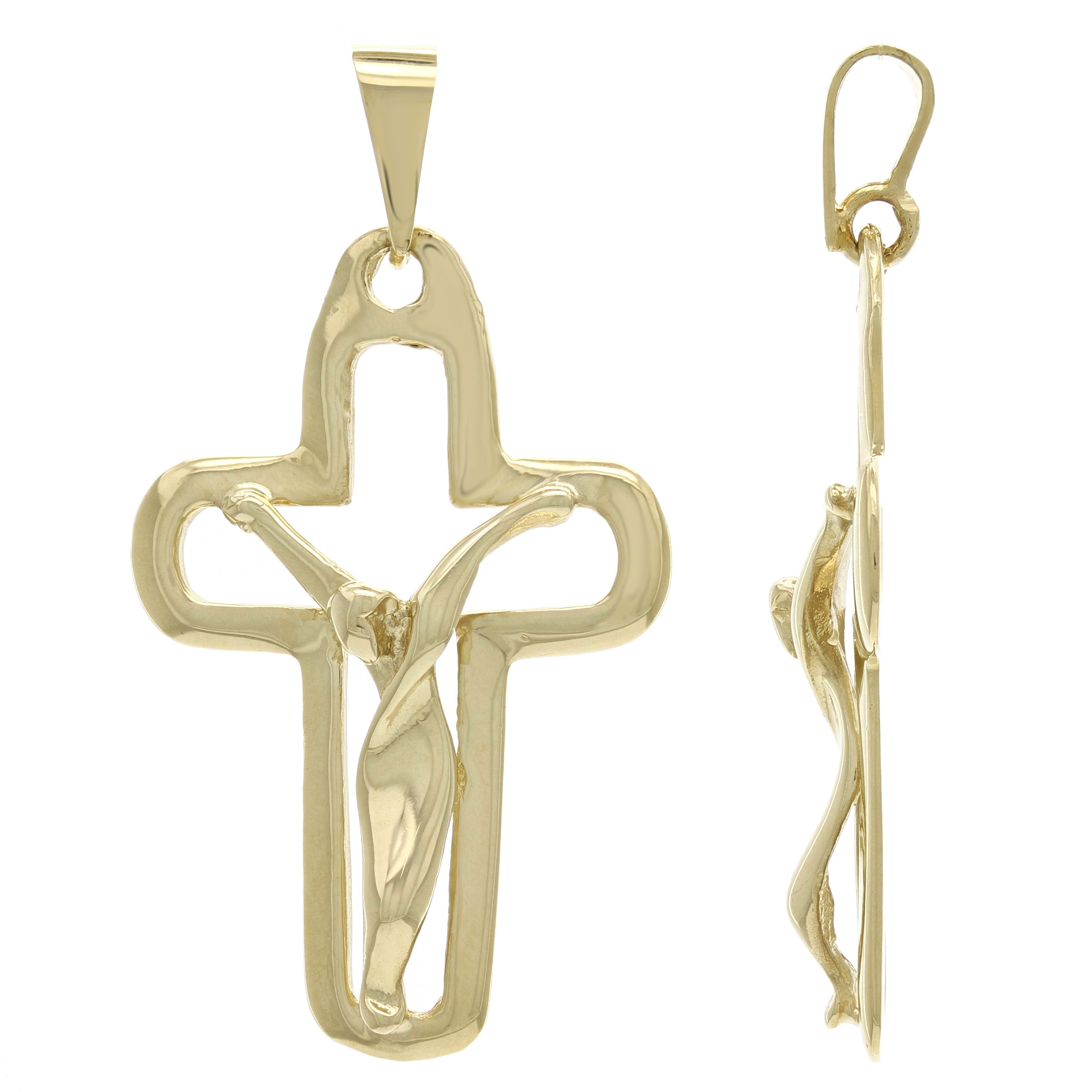 14k Yellow Gold Jesus Christ Pendant Religious Crucifix Cross Charm 5.9 grams - Yellow