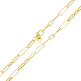Italian 14k Yellow Gold Plain & Rope Paper Clip Link Necklace 18" 3.7mm 4.9 grams