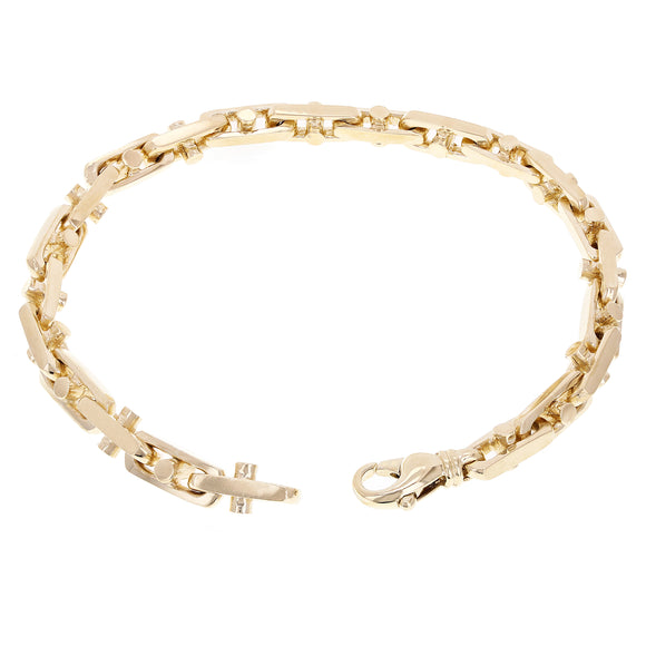 10k Yellow Gold Solid Handmade Fashion Link Bracelet 7