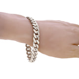 14k White Gold Solid Heavy Miami Cuban Chain Link Bracelet 8" 10 mm 57.5 grams with Box Clasp - White,8"