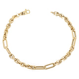 Italian 14k Yellow Gold Hollow Round & Oval Link Bracelet 8" 5.3mm 6.2 grams