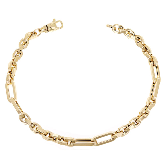 Italian 14k Yellow Gold Hollow Round & Oval Link Bracelet 8