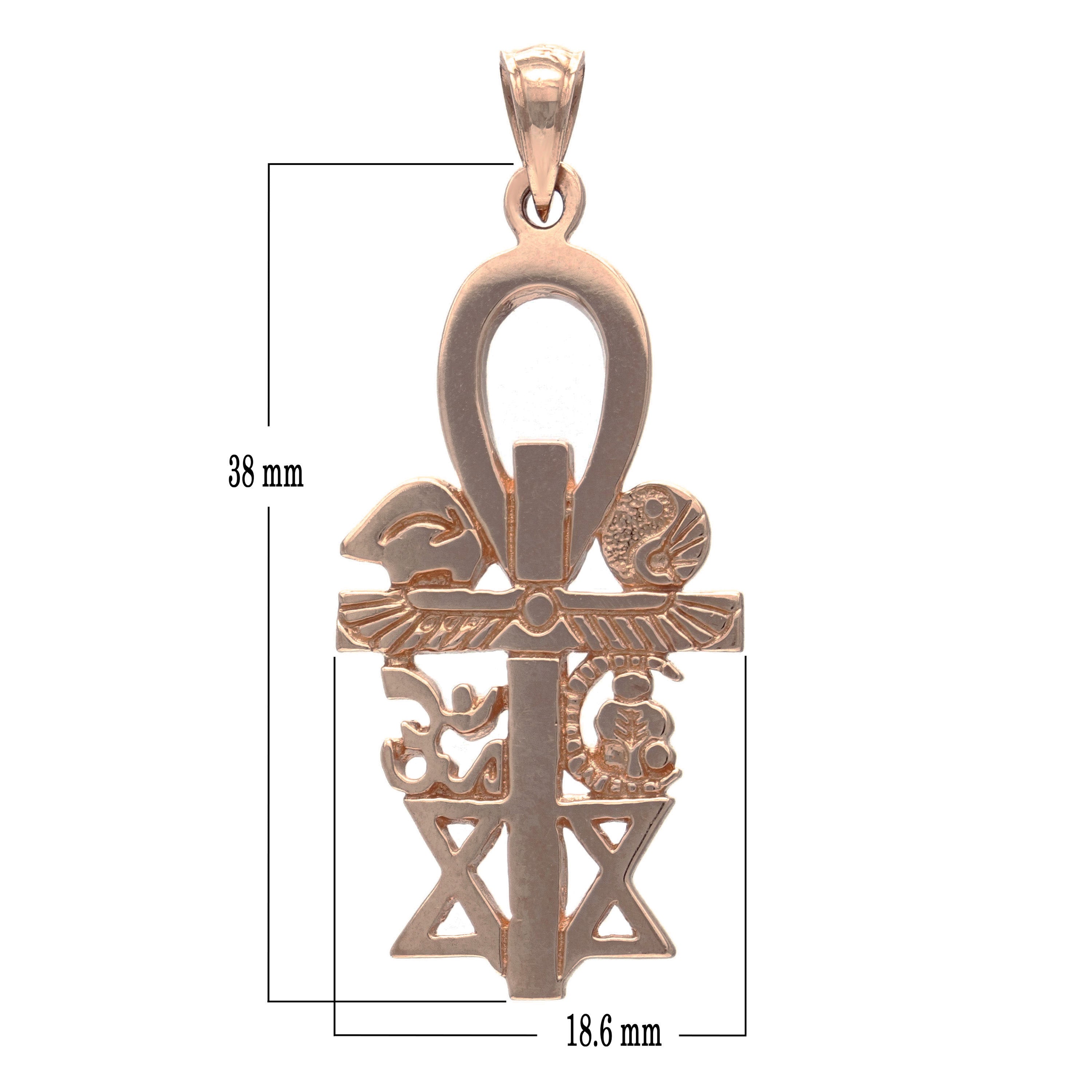 14k Rose Gold Interfaith Pendant Unity Multi Faith Charm 1.7" 5.7 grams - Rose