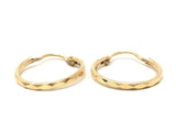 14k Yellow Gold Diamond Cut Round Hoop Earrings 0.7" 1.5mm 0.7 grams