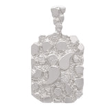 14k White Gold Big Chunky Nugget Pendant 1.46" 9.7 grams - White