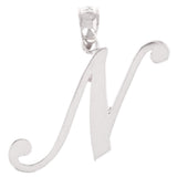 14k White Gold Initial Letter N Alphabet Charm Pendant - Letter N,White