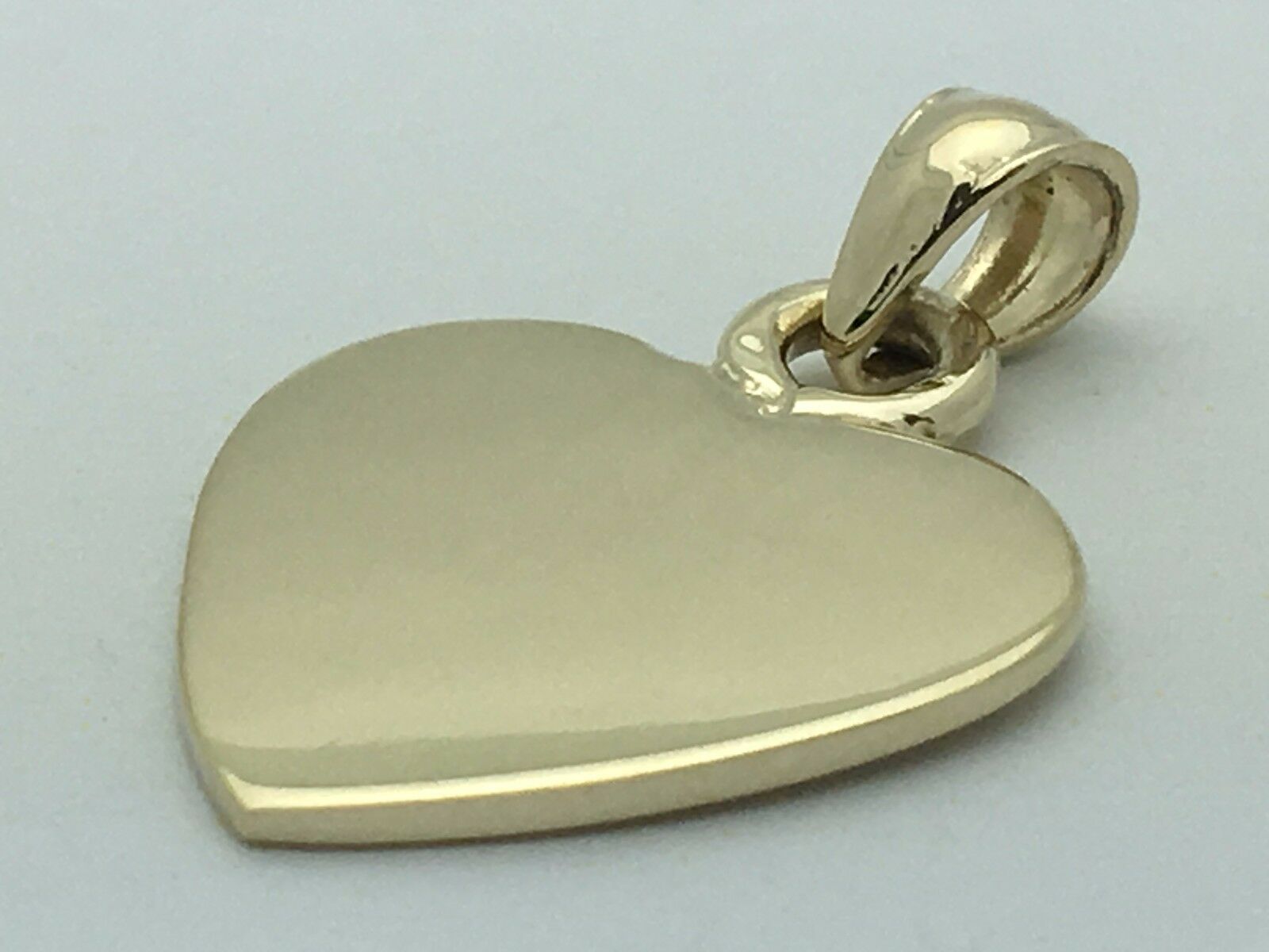 14k Yellow Gold Solid Plain Flat Engravable Heart Charm Pendant 2.8 grams