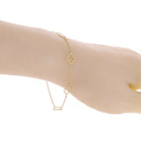 Italian 14k Yellow Gold Four Leaf Clover Anklet Bracelet 10" 1.7 grams