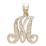 14k Yellow or White Gold Initial Letter I Alphabet A-Z Charm Pendant - Letter M,Yellow
