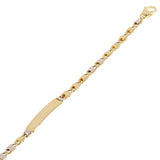 Italian 14k Two Tone Gold Engravable Baby Kids ID Bracelet 6.5" 4.7mm 3.2 grams