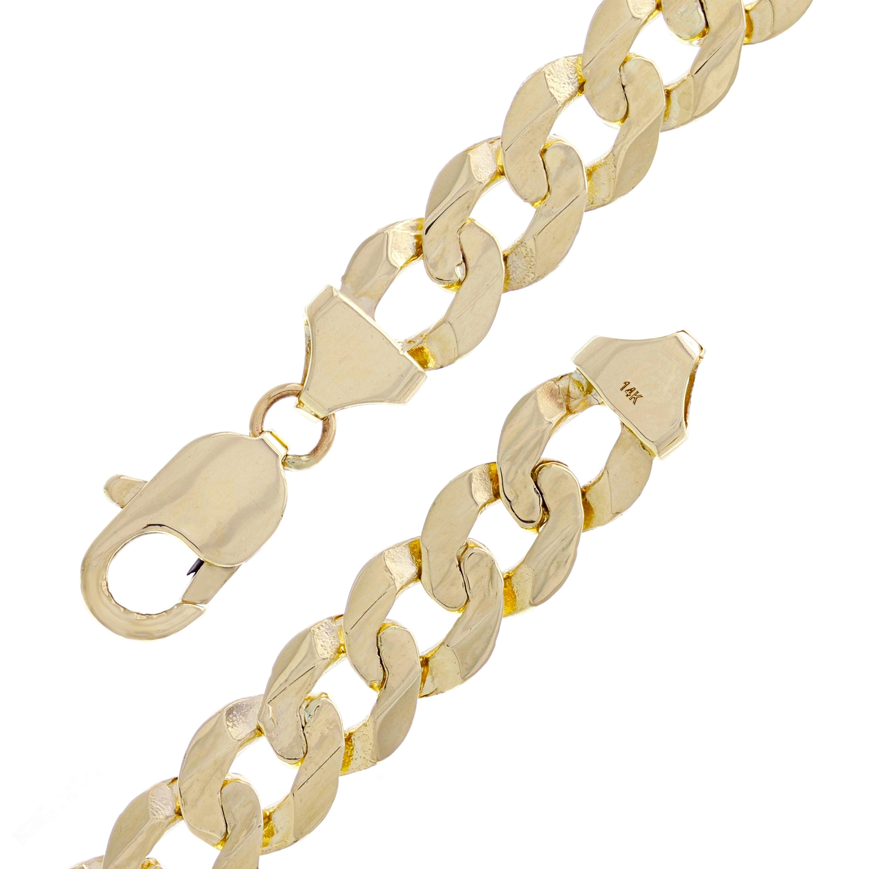 14k Yellow Gold Solid Flat Cuban Curb Link Chain Bracelet 8" 9mm 17 grams