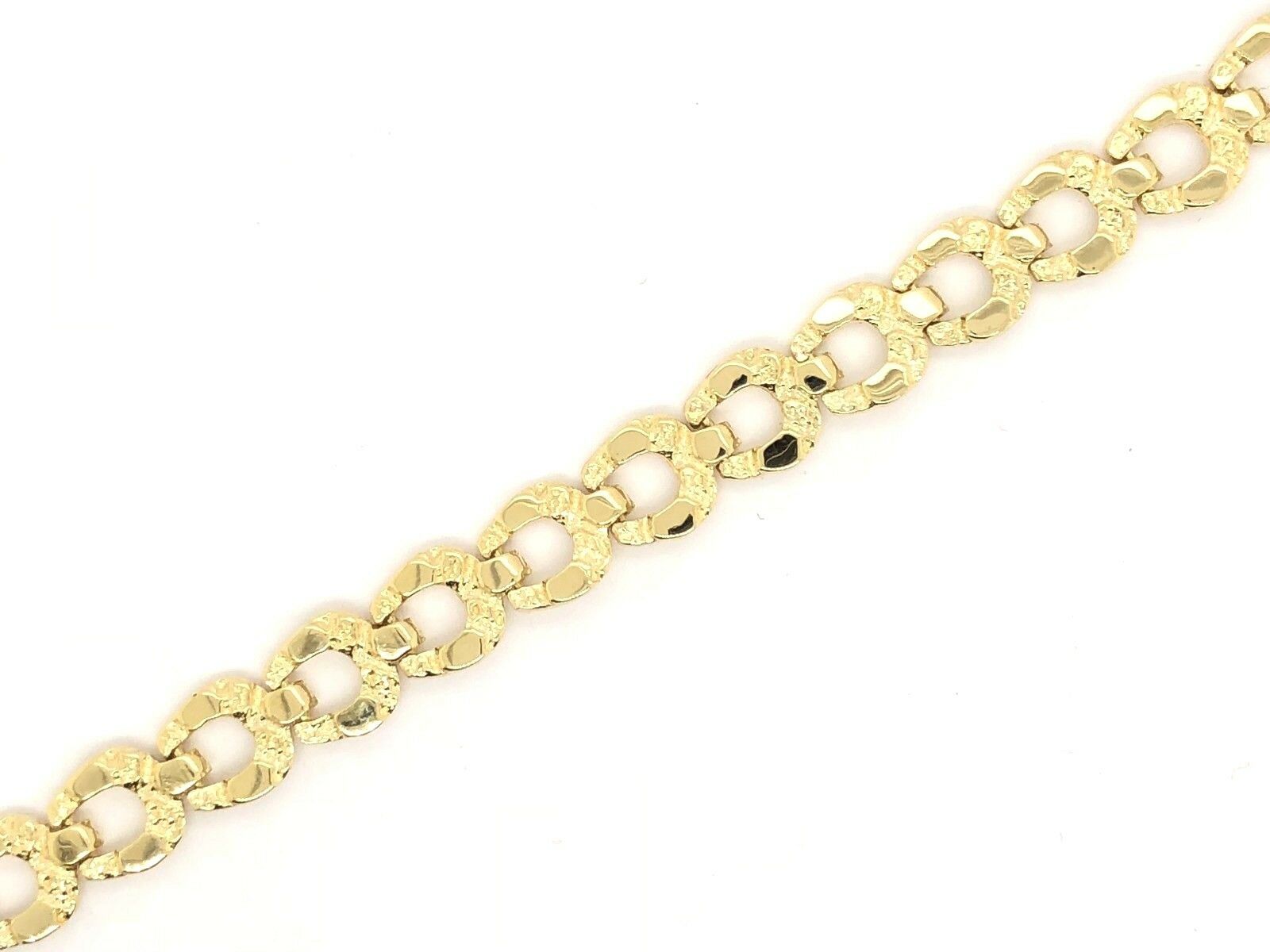 10k Yellow Gold Horse Shoe Nugget Link Bracelet 7" 8mm 10.5 grams