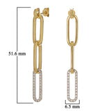 14k Yellow Gold 0.42ctw Diamond Paper Clip Dangling Earrings 2" 4.3 grams