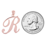 14k Rose Gold Initial Letter R Alphabet Charm Pendant - Letter R,Rose