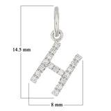 14k White Gold Diamond Initial Letter H Charm Pendant - Letter H,White