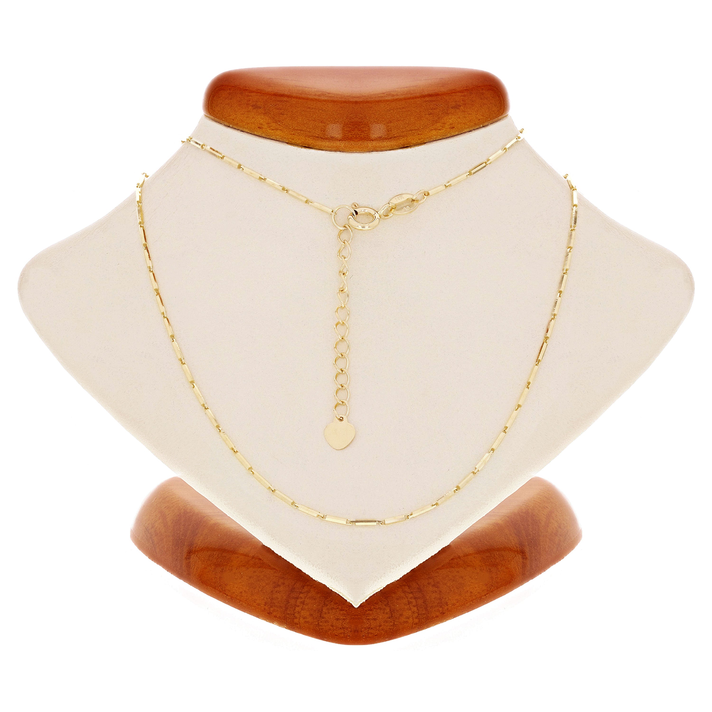 Italian 14k Yellow Gold Bar Link Chain Necklace 16" 0.9mm 3 grams