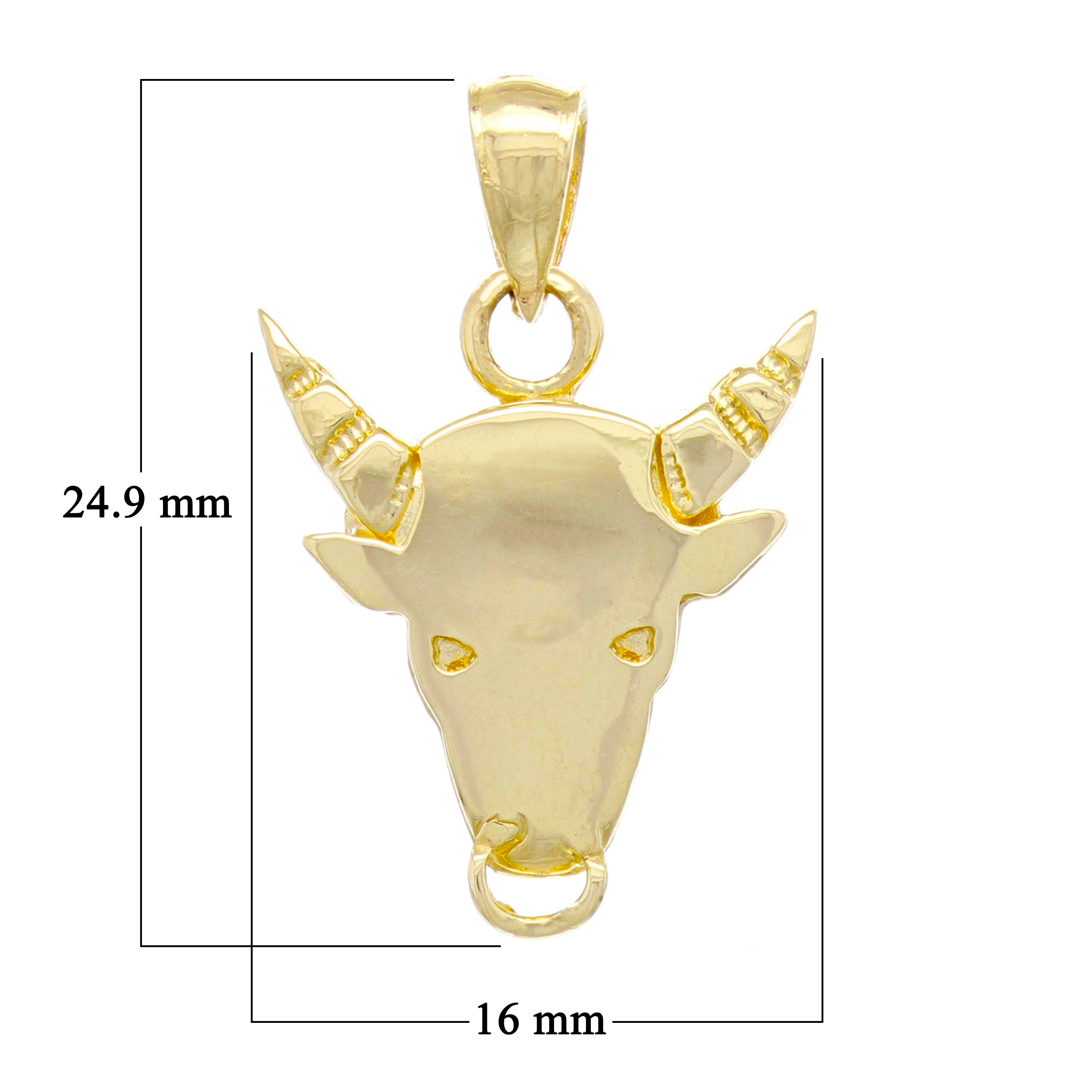 14k Yellow Gold Bull Taurus Zodiac Sign Charm Pendant 3.7 grams - Yellow