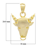 14k Yellow Gold Bull Taurus Zodiac Sign Charm Pendant 3.7 grams - Yellow