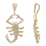 14k Yellow Gold Diamond Cut Zodiac Sign Scorpion Charm Pendant 1.1" 2.4 grams - Yellow