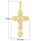14k Two Tone Gold Jesus Christ Crucifix Cross Charm Pendant Small - Small