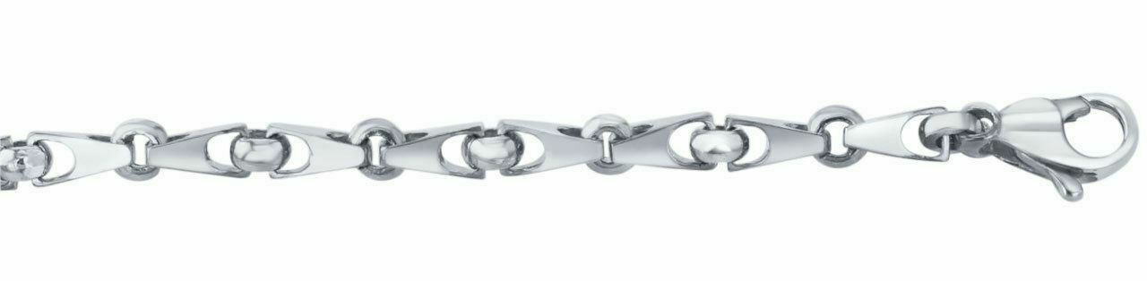 10k White Gold Handmade Fashion Link Bracelet 7.75" 5mm 12.5 grams